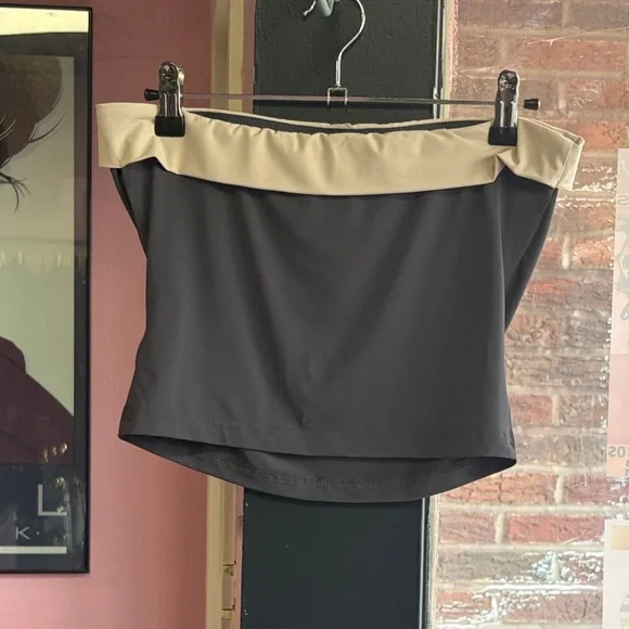 Princess Polly Gray and Cream Strapless Blouse - Picture 3 of 3